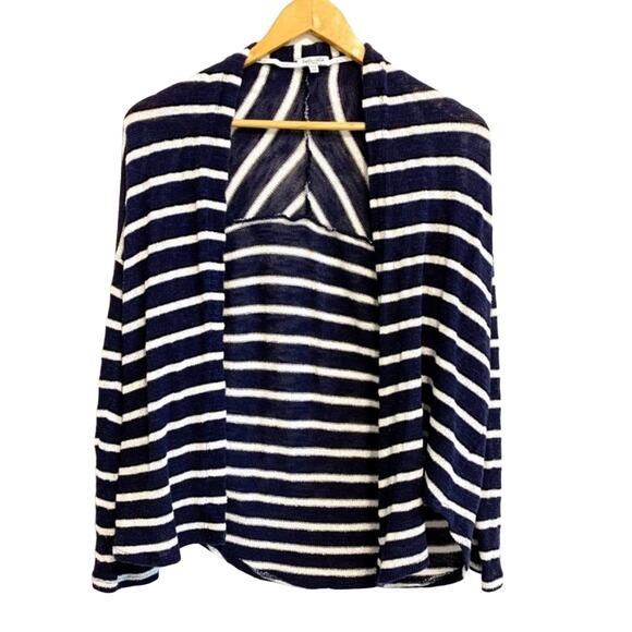 Splendid Navy Striped Open Front Draped Cardigan Sweater - Picture 1 of 8